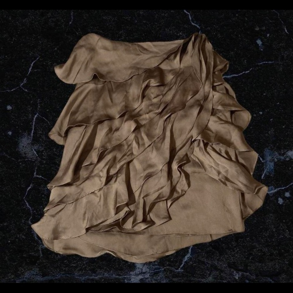 Ralph Lauren black label silk ruffle bronze Skirt